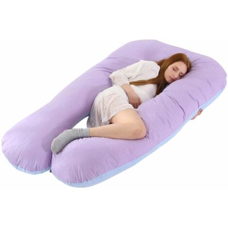 Cuscino per gravidanza completo a forma di U, 57 x 31 pollici (viola e blu)