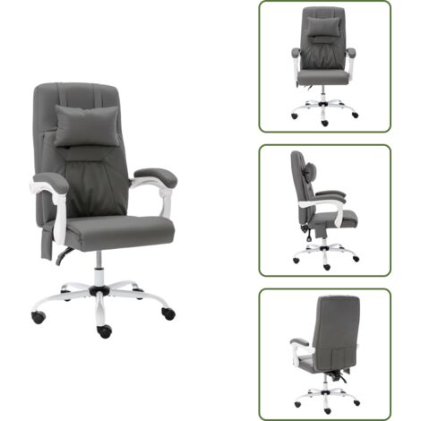 Cuscino per il collo - vidaXL Sedia Massaggiante da Ufficio Grigia in Similpelle - Ergonomia