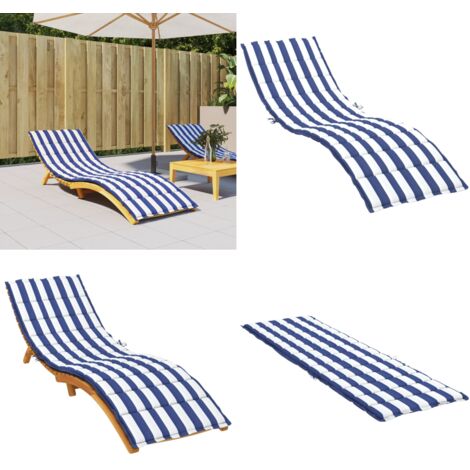 Cuscino per Lettino a Righe Bianche e Blu in Tessuto Oxford - Cuscino da patio - Cuscino per esterno