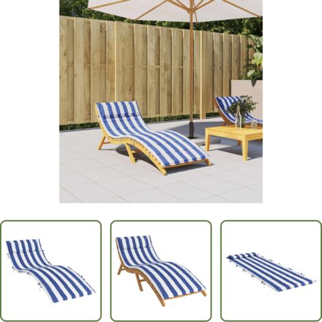 Cuscino per lettino -  Cuscino per Lettino Righe Bianche e Blu 180x60x4 Tessuto Oxford