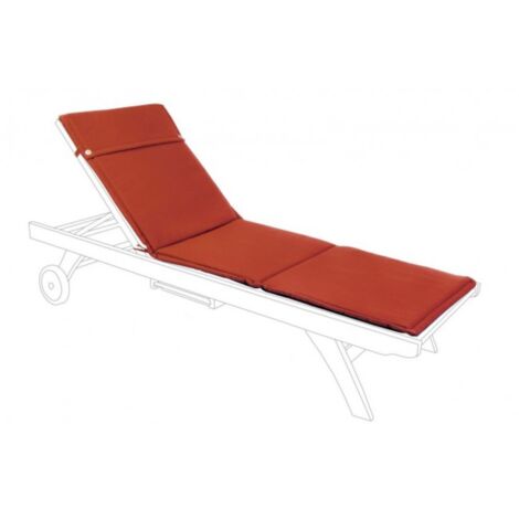 Cuscino per lettino e sdraio da esterno, sfoderabile ed idrorepellente, 190 x 62 cm -Rosso / Poliestere