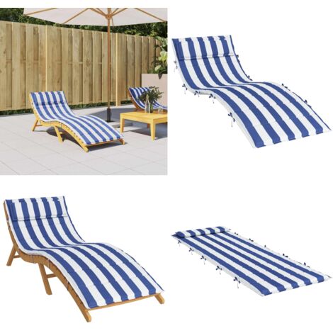 Cuscino per Lettino Righe Bianche e Blu 180x60x4 Tessuto Oxford - Cuscino per lettino - Cuscino da esterno