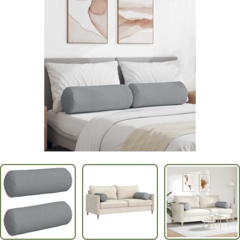 Cuscino per letto -  Cuscini a rullo 2 pcs Grigio chiaro Ø 25 x 70 cm Tessuto