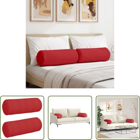 Cuscino per letto -  Cuscini a rullo 2 pcs Rosso Ø 25 x 70 cm Tessuto