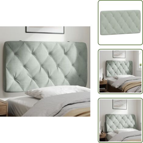 Cuscino per letto - vidaXL Cuscino Testiera Grigio Chiaro 100 cm in Velluto - Cuscino in schiuma