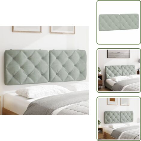 Cuscino per letto - vidaXL Cuscino Testiera Grigio Chiaro 120 cm in Velluto - Cuscino in schiuma