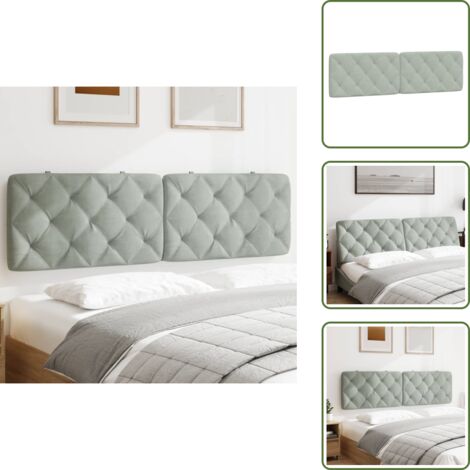 Cuscino per letto - vidaXL Cuscino Testiera Grigio Chiaro 180 cm in Velluto - Cuscino in schiuma