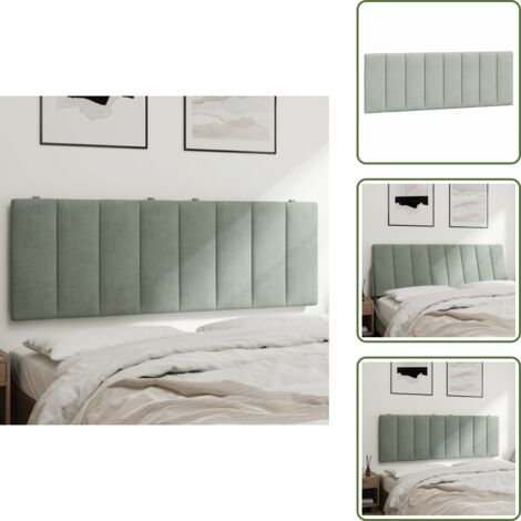 Cuscino per letto - vidaXL Cuscino Testiera Hanko Grigio Chiaro 120 cm in Velluto - Cuscino per schiena