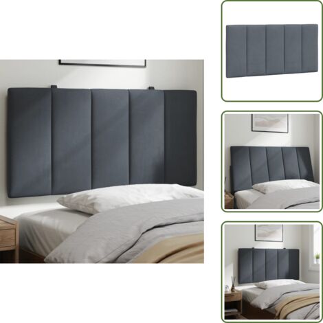 Cuscino per letto - vidaXL Cuscino Testiera Hanko Grigio Scuro 100 cm in Velluto - Cuscino per schiena