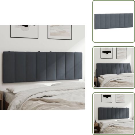 Cuscino per letto - vidaXL Cuscino Testiera Hanko Grigio Scuro 120 cm in Velluto - Cuscino per schiena