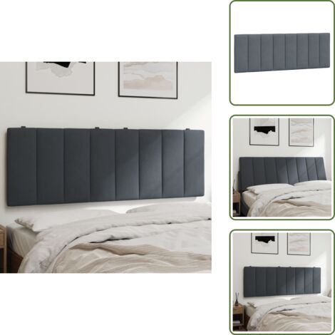 Cuscino per letto - vidaXL Cuscino Testiera Hanko Grigio Scuro 140 cm in Velluto - Cuscino per schiena