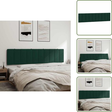 Cuscino per letto - vidaXL Cuscino Testiera Hanko Verde Scuro 200 cm in Velluto - Cuscino in schiuma