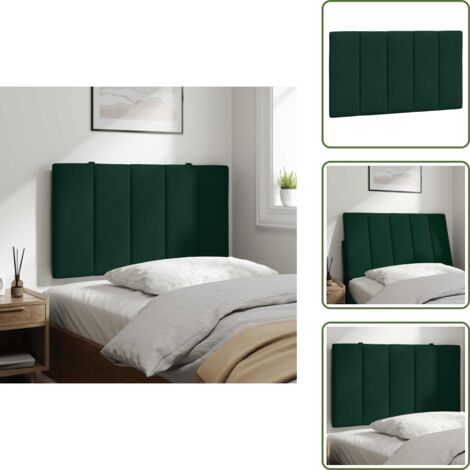 Cuscino per letto - vidaXL Cuscino Testiera Hanko Verde Scuro 90 cm in Velluto -