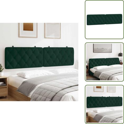 Cuscino per letto - vidaXL Cuscino Testiera Verde Scuro 200 cm in Velluto - Cuscino in schiuma