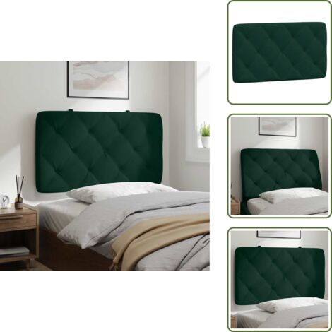 Cuscino per letto - vidaXL Cuscino Testiera Verde Scuro 90 cm in Velluto - Cuscino per schiena