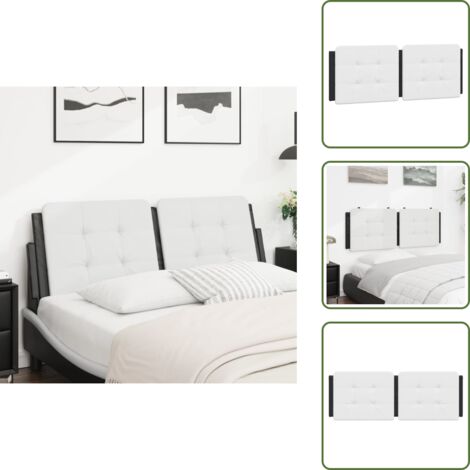 Cuscino per letto - vidaXL Cuscino Testiera Zadar Bianco e Nero 140 cm in Similpelle - Cuscino per schiena