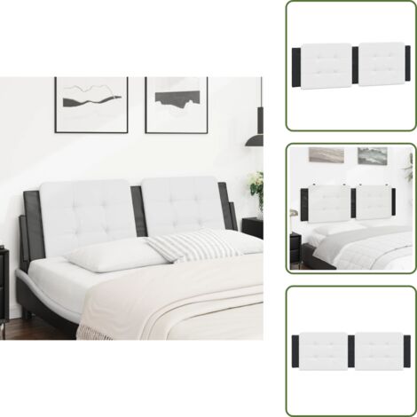 Cuscino per letto - vidaXL Cuscino Testiera Zadar Bianco e Nero 160 cm in Similpelle -
