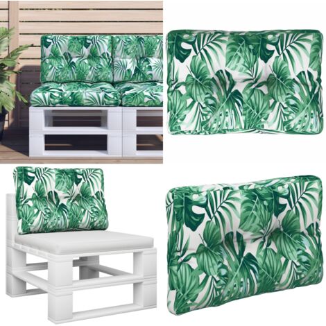 Cuscino per Pallet con Motivo a Foglie 50x40x12 cm in Tessuto - Cuscino da giardino - Cuscino da patio