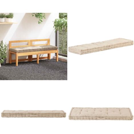 Cuscino per Pallet e Pavimento in Cotone 120x40x7 cm Beige - Cuscino per esterni - Cuscino per pavimento