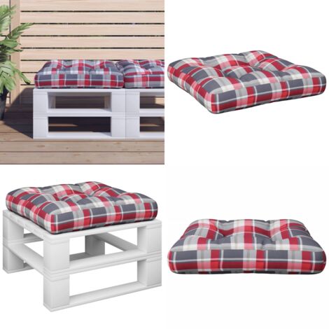 Cuscino per Pallet Rosso a Quadri in Tessuto - Cuscino per giardino - Cuscino da esterno