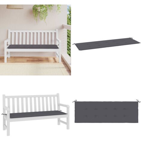 Cuscino per Panca Antracite 150x50x3 cm in Tessuto Oxford - Cuscino per panca - Cuscino da esterno