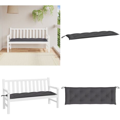 Cuscino per Panca Antracite 150x50x7 cm in Tessuto Oxford - Cuscino per panca - Cuscino da patio