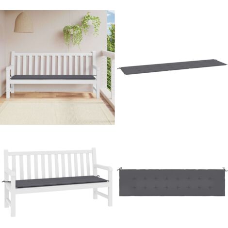 Cuscino per Panca Antracite 200x50x4 cm in Tessuto Oxford - Cuscino per panca - Cuscino esterno