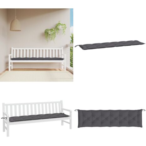 Cuscino per Panca Antracite 200x50x7 cm in Tessuto Oxford - Cuscino per panca - Cuscino esterno