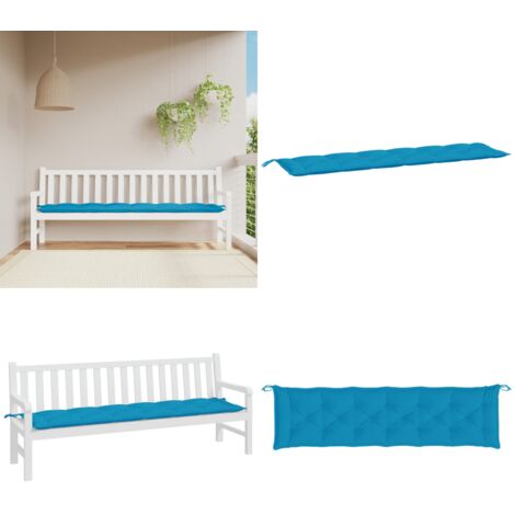 Cuscino per Panca Azzurro 200x50x7 cm in Tessuto Oxford - Cuscino da giardino - Cuscino da patio