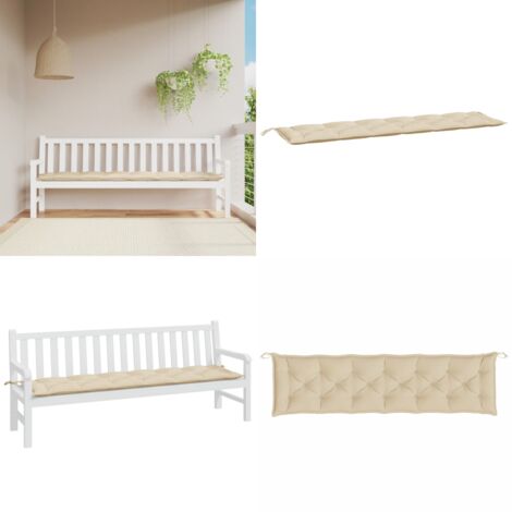 Cuscino per Panca Beige 200x50x7 cm in Tessuto Oxford - Cuscino da giardino - Cuscino da patio