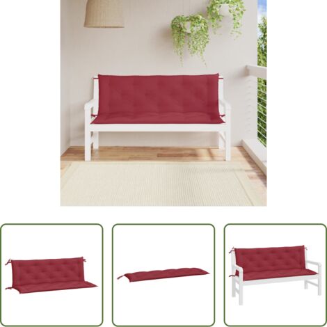 Cuscino per panca -  Cuscini per Panca 2 pz Rosso Vino 150x50x7 cm in Tessuto Oxford