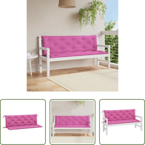 Cuscino per panca -  Cuscini per Panca da Giardino 2 pz Rosa 150x50x7 cm in Tessuto