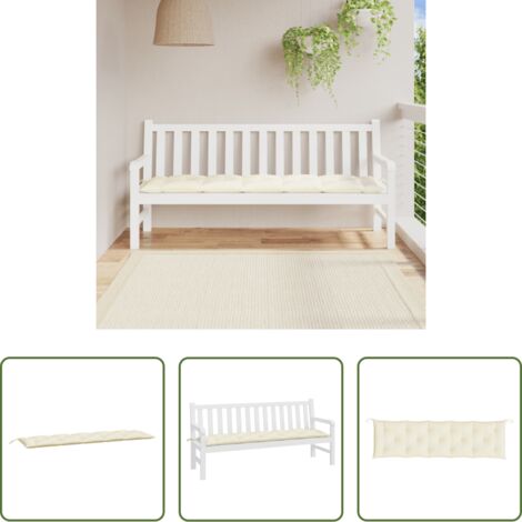 Cuscino per panca -  Cuscino per Panca Bianco Crema 180x50x7 cm in Tessuto Oxford