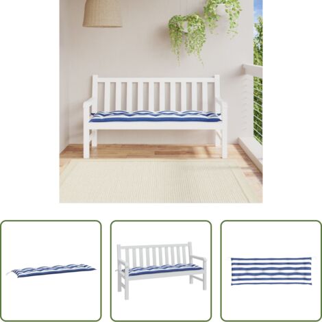 Cuscino per panca -  Cuscino per Panca Bianco e Blu 150x50x7 cm in Tessuto Oxford