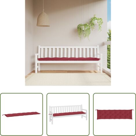 Cuscino per panca -  Cuscino per Panca Rosso Vino 200x50x7 cm in Tessuto Oxford