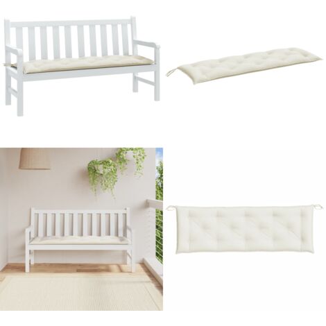 Cuscino per Panca da Giardino Crema Mélange 150x50x7 cm Tessuto - Cuscino da patio - Cuscino per panca
