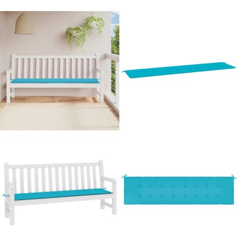 Cuscino per Panca da Giardino Turchese 200x50x4 cm in Tessuto - Cuscino per panca - Cuscino da patio
