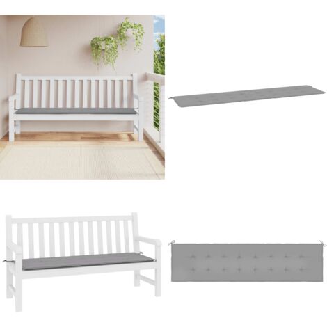 Cuscino per Panca Grigio 200x50x4 cm in Tessuto Oxford - Cuscino per panca - Cuscino da esterno