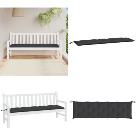 Cuscino per Panca Nero 180x50x7 cm in Tessuto Oxford - Cuscino per panca - Cuscino esterno