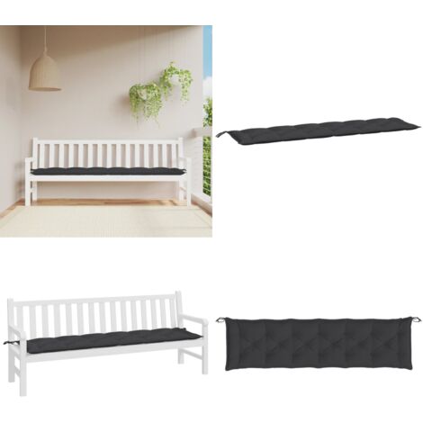 Cuscino per Panca Nero 200x50x7 cm in Tessuto Oxford - Cuscino per panca - Cuscino da esterno