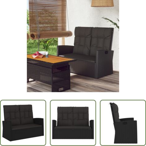 Cuscino per panca -  Panca da Giardino Reclinabile con Cuscini 118cm Polyrattan Nero