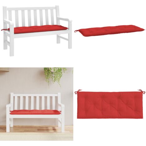 Cuscino per Panca Rosso 120x50x7 cm in Tessuto Oxford - Cuscino da giardino - Cuscino da patio