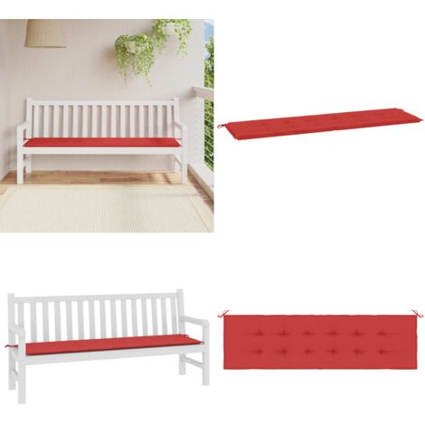 Cuscino per Panca Rosso 180x50x3 cm in Tessuto Oxford - Cuscino per panca - Cuscino da esterno