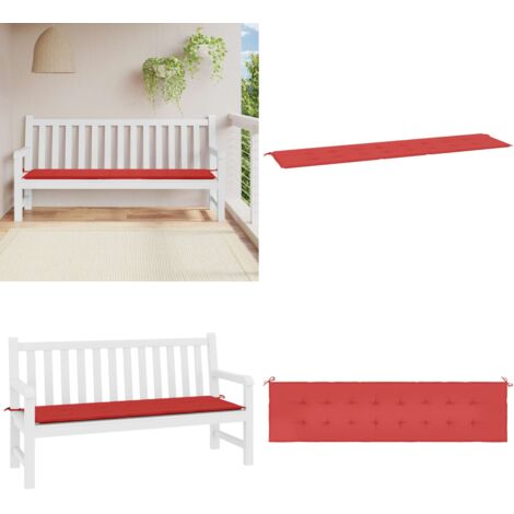 Cuscino per Panca Rosso 200x50x4 cm in Tessuto Oxford - Cuscino da giardino - Cuscino da patio