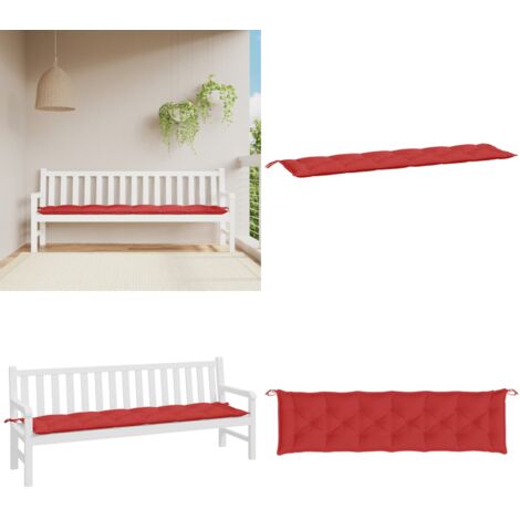 Cuscino per Panca Rosso 200x50x7 cm in Tessuto Oxford - Cuscino da giardino - Cuscino da patio