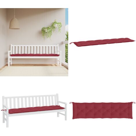Cuscino per Panca Rosso Vino 200x50x7 cm in Tessuto Oxford - Cuscino per panca - Cuscino da esterno