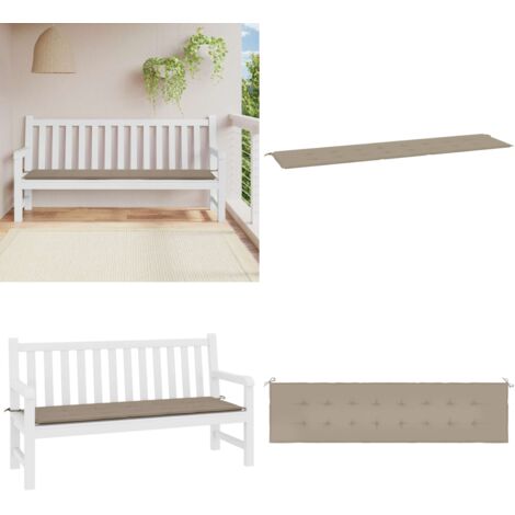 Cuscino per Panca Tortora 200x50x4 cm in Tessuto Oxford - Cuscino da giardino - Cuscino da patio
