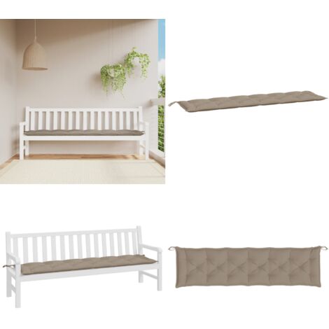 Cuscino per Panca Tortora 200x50x7 cm in Tessuto Oxford - Cuscino da giardino - Cuscino da patio