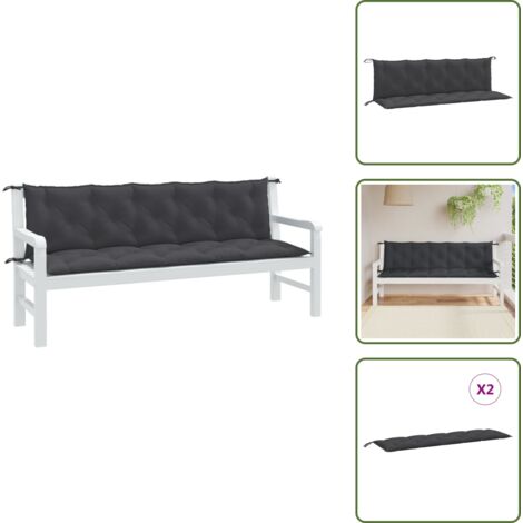 Cuscino per panca - vidaXL Cuscini Panca Giardino 2pz Antracite Mélange 180x50x7cm Tessuto - Cuscino per seduta