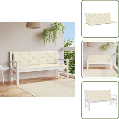 Cuscino per panca - vidaXL Cuscini Panca Giardino 2pz Bianco Crema 150x50x7 Tessuto Oxford - Cuscino per seduta